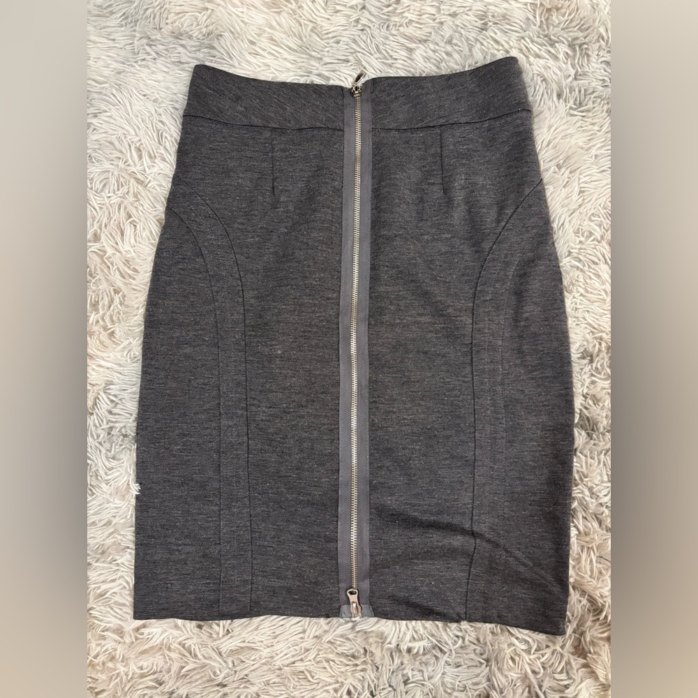 Alessi Charcoal Pencil Skirt with Front Zipper